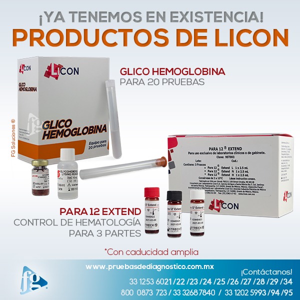 PRODUCTOS DE LICON Glico Hemoglobina y Control de Hematología